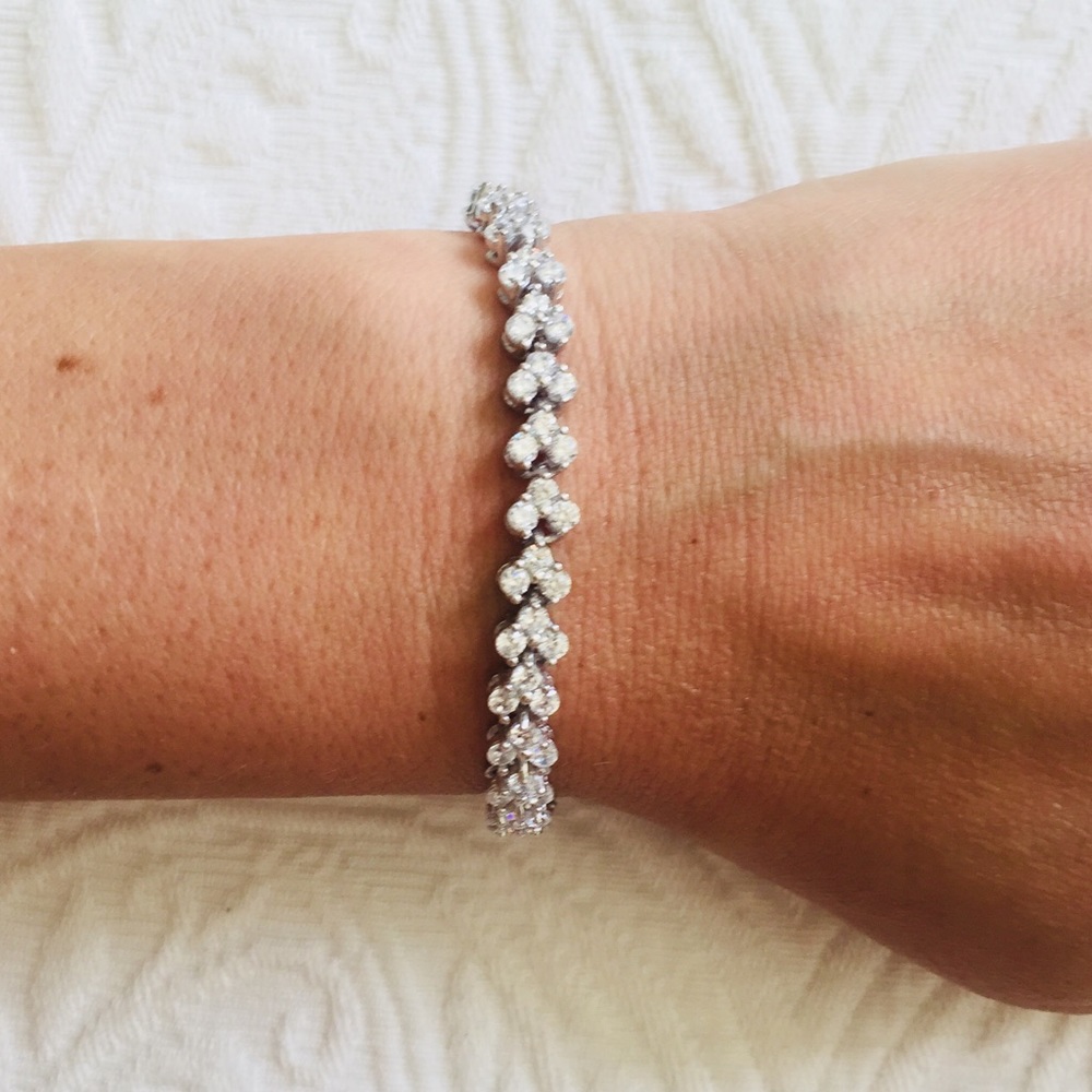Cubic Zirconia Bling Silver Tennis Bracelet